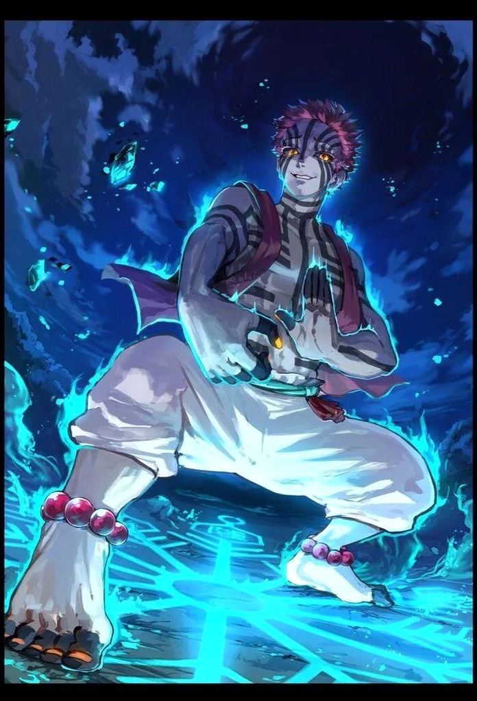 Bộ sưu tập ảnh anime Akaza đẹp ngầu lạnh lùng nhất 2026 14 Akaza siêu ngầu trong một tư thế chuẩn bị chiến đấu