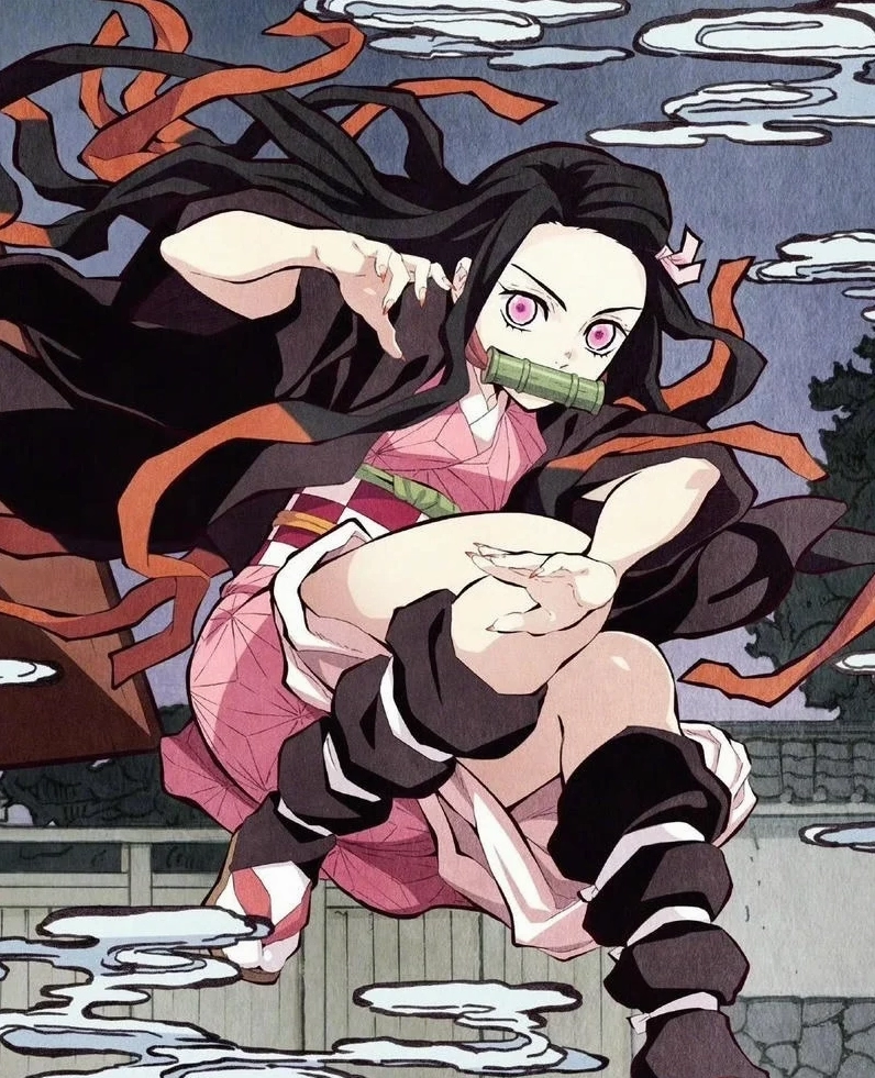 ảnh anime nezuko đậm chất nghệ thuật vẽ tay mượt mà