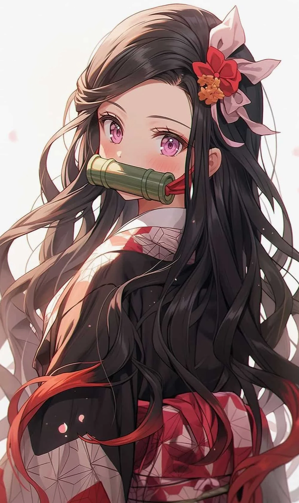 ảnh anime nezuko với ánh nhìn dịu dàng đầy mê hoặc