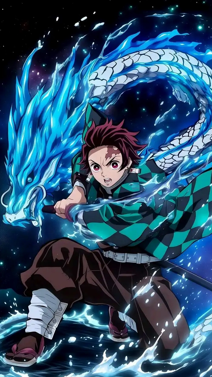 Ảnh anime Tanjiro ngầu với ánh mắt quyết tâm