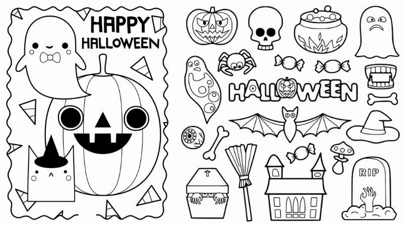 Ảnh avatar tô màu chủ đề Halloween với phong cách vẽ vui nhộn đáng yêu