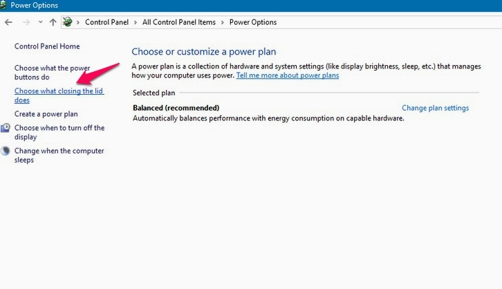 Hướng dẫn chi tiết cách tắt màn hình laptop khi nghe nhạc win 10 hiệu quả 3 Bấm chọn mục Choose what closing the lid does trong Power Options