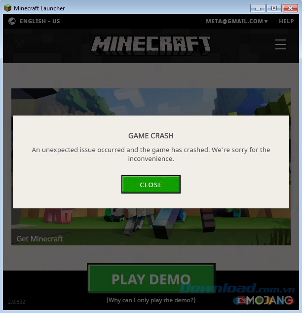 Hướng dẫn chi tiết cách sửa lỗi Java khi chơi Minecraft hiệu quả nhất 1 Bảng thông báo Game Crash xuất hiện khi đang chơi Minecraft do sự cố về phần mềm Java