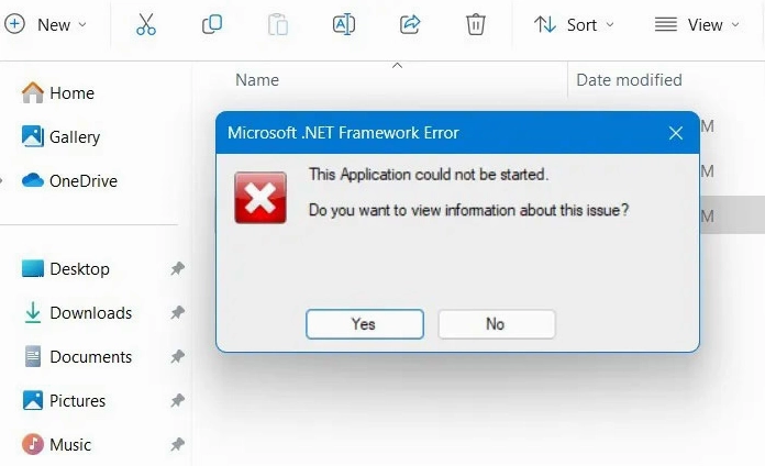 Hướng dẫn chi tiết cách sửa lỗi Microsoft .NET Framework trên máy tính Windows hiệu quả nhất 1 Bảng thông báo lỗi .NET Framework The application could not be started xuất hiện trên màn hình máy tính Windows