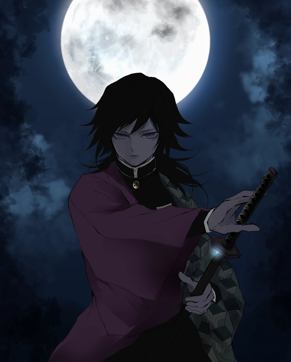 Bức ảnh anime ảnh giyuu phong cách kiếm sĩ toát lên vẻ ngầu lòi và lạnh lùng