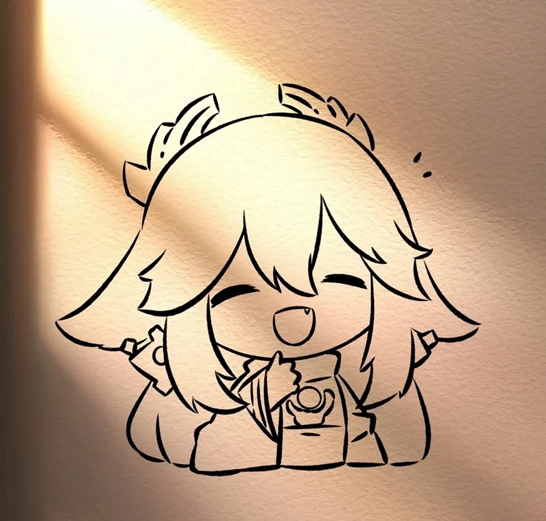 Bức vẽ chibi với tư thế tạo dáng điệu đà