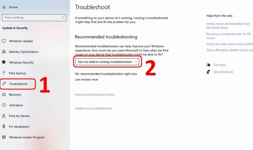 Cách dùng Troubleshooter sửa lỗi win 10 bị màn hình xanh