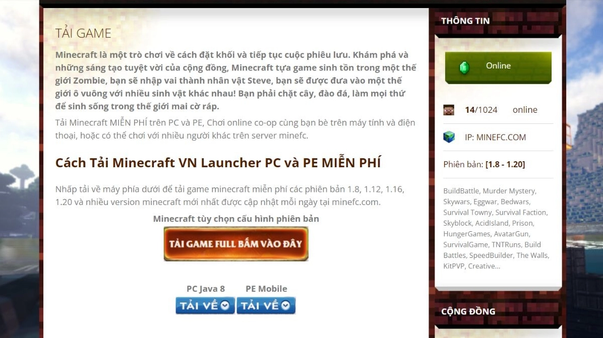 Cách tải Minecraft PC miễn phí trên máy tính 2025
