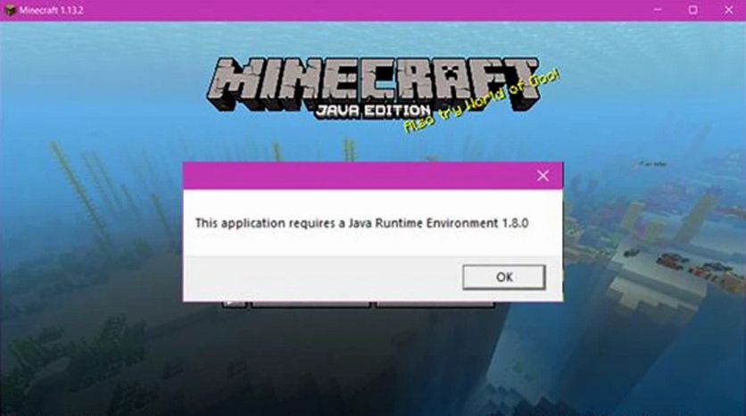 Cảnh báo lỗi Java Runtime Environment Not Found trên hệ điều hành
