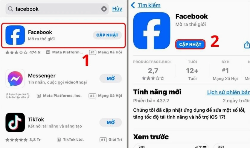 Hướng dẫn chi tiết cách sửa lỗi không đăng nhập được facebook trên iphone 5 Cập nhật lại Facebook để sửa lỗi Facebook không đăng nhập được