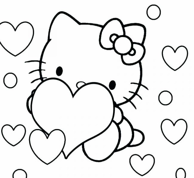 Bộ sưu tập 20 hình tô màu cho bé gái 3 tuổi dễ thương nhất 13 Chân dung cô mèo Hello Kitty điệu đà với chiếc nơ xinh xắn