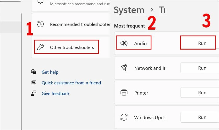Chạy công cụ Windows Audio Troubleshooter để tự động sửa lỗi âm thanh