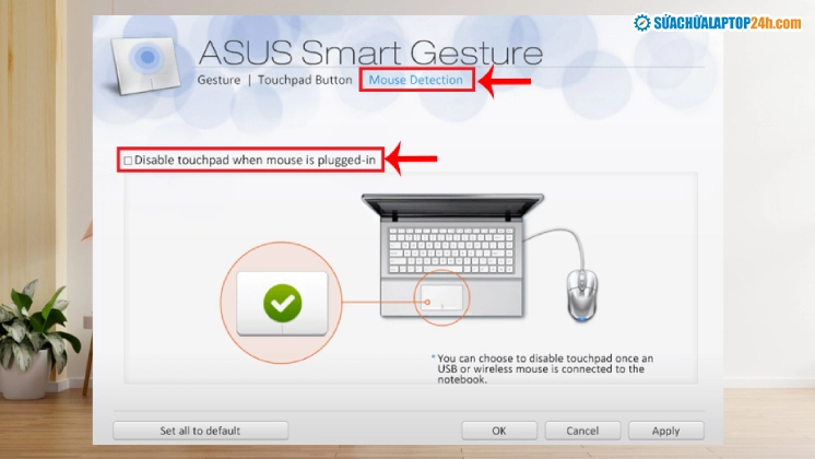Hướng dẫn chi tiết cách mở chuột cảm ứng trên laptop asus nhanh chóng 5 Chọn Disable Touchpad when mouse is plugged-in