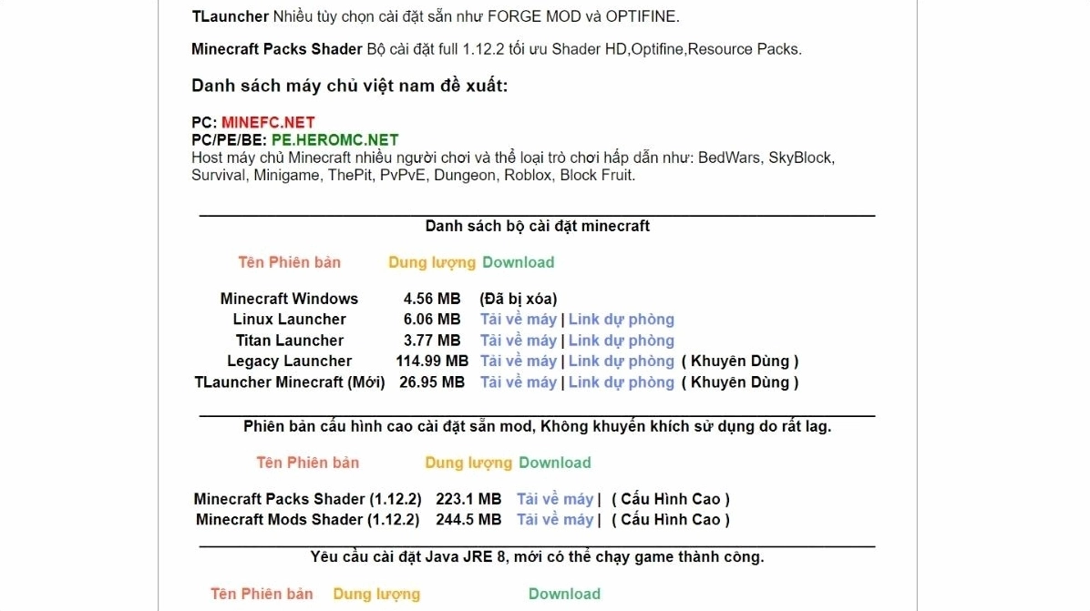 Chọn phiên bản Minecraft PC phù hợp