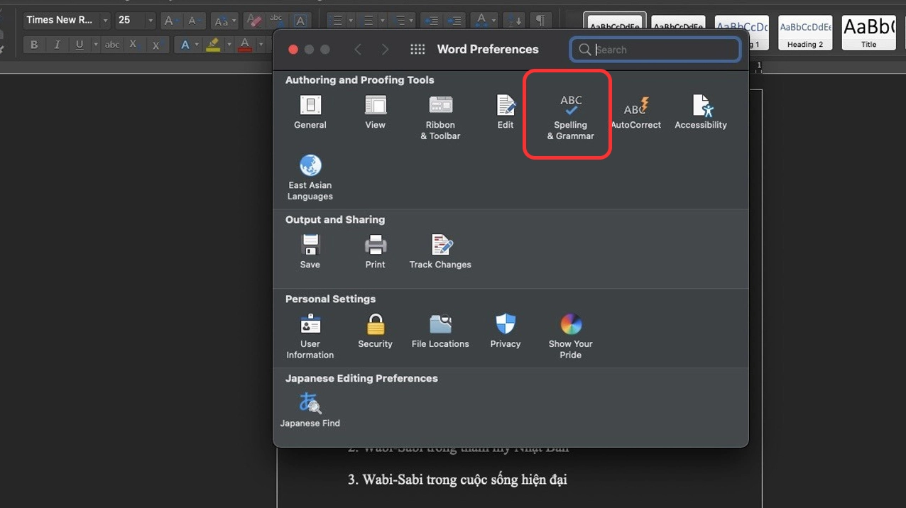 Hướng dẫn chi tiết cách sửa lỗi gạch chân đỏ trong Word đơn giản 4 Chọn thẻ Proofing trong hộp thoại Word Options để điều chỉnh cài đặt