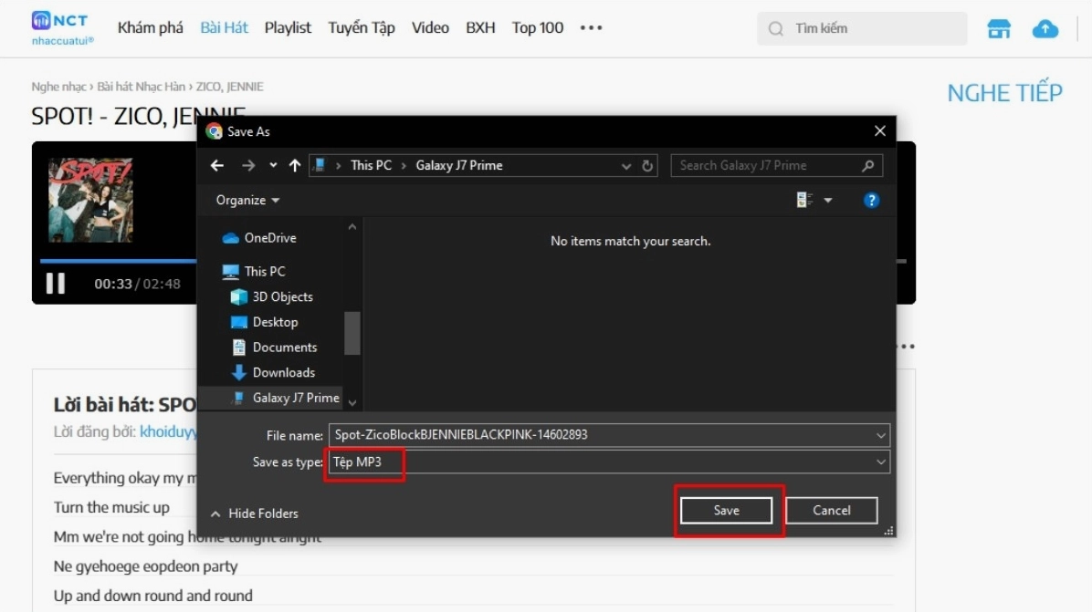 Chọn thư mục lưu trữ trên USB