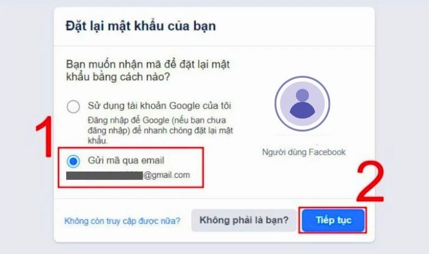 Hướng dẫn chi tiết cách khắc phục lỗi đăng nhập Facebook nhanh chóng và hiệu quả 5 Chọn tùy chọn Gửi mã qua Email và nhấn Tiếp tục