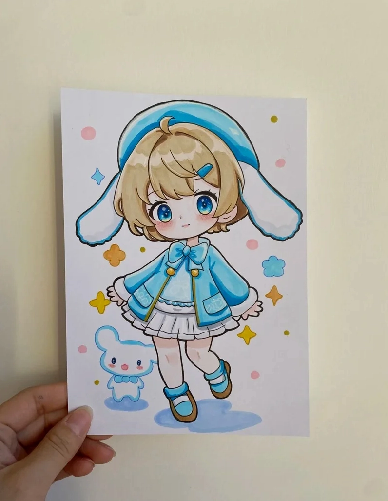 Cô gái anime rạng rỡ dưới ánh nắng ban mai
