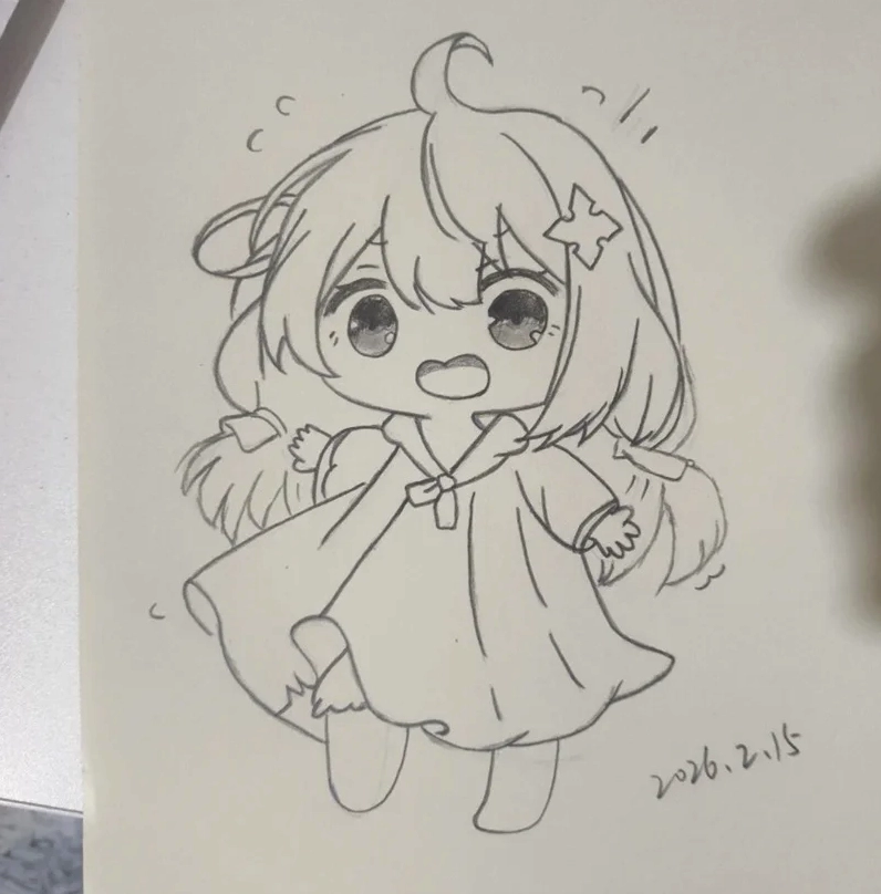 Cô gái chibi mỉm cười bên ly trà sữa trân châu