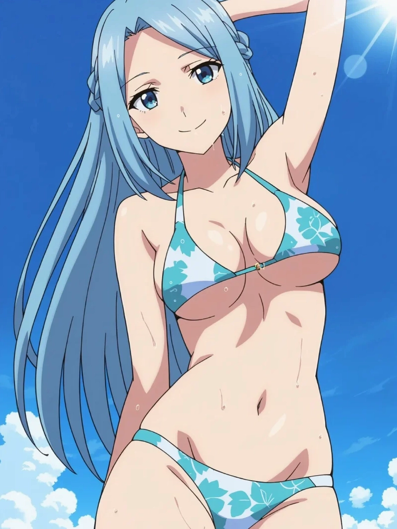 Bộ sưu tập hình ảnh gái xinh anime mặc bikini sexy cuốn hút 2 Cô nàng anime gợi cảm trong bộ bikini xanh nóng bỏng