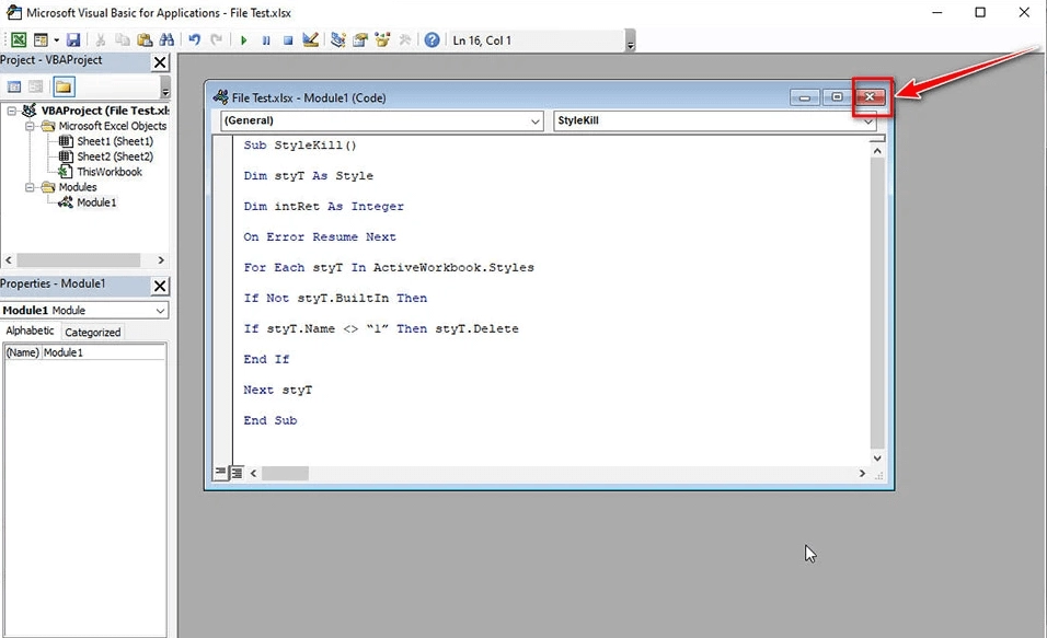 Cửa sổ giao diện Visual Basic trong Excel hướng dẫn chọn Insert và Module để chạy mã xử lý lỗi