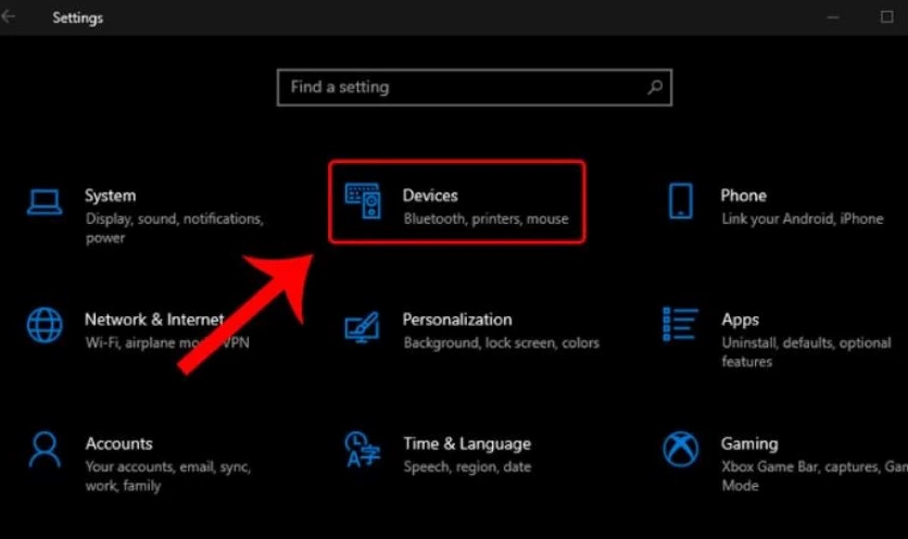Giao diện bên trong tab Devices cho phép người dùng lựa chọn phần cài đặt dành riêng cho chuột cảm ứng Touchpad
