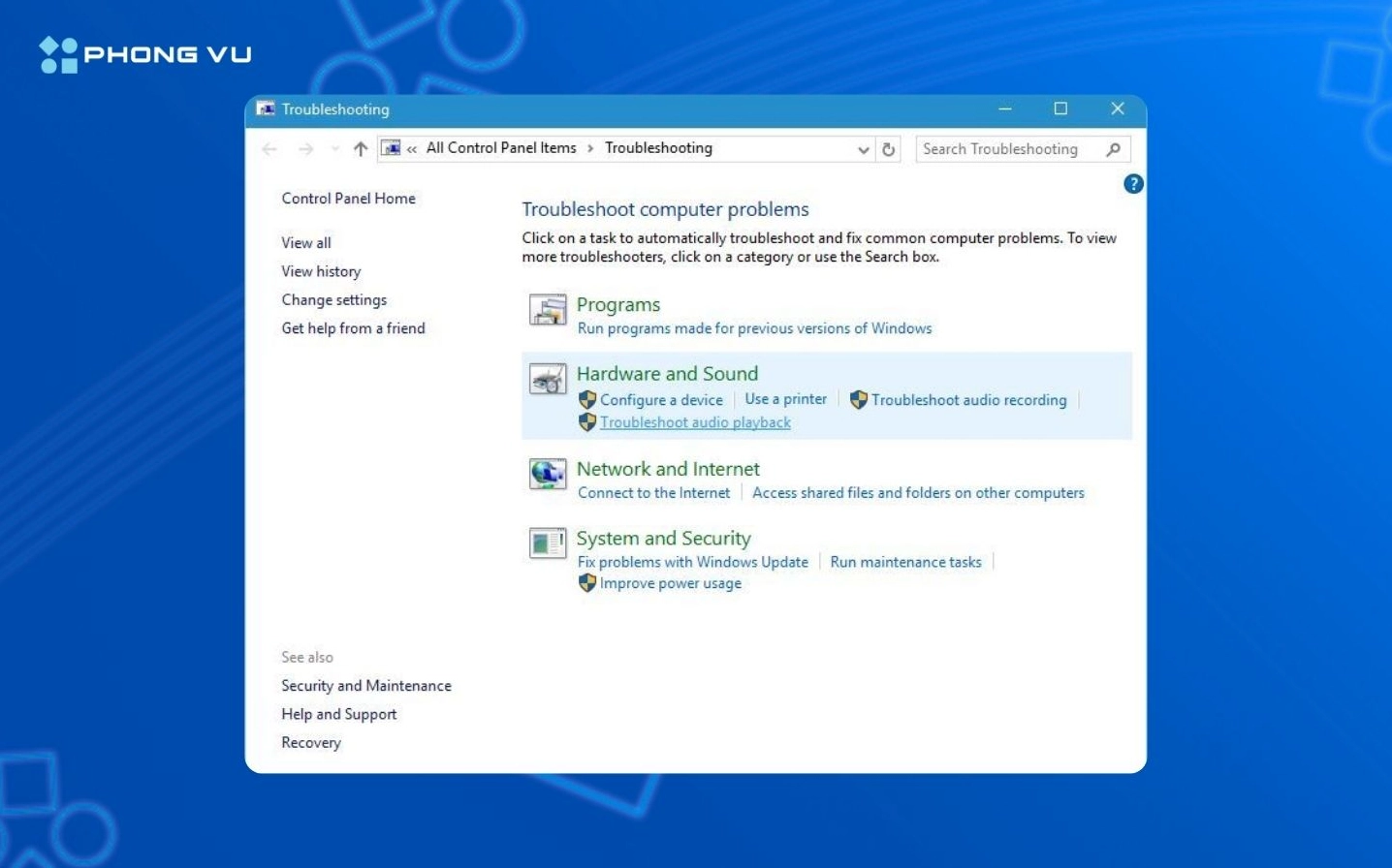 Giao diện chạy công cụ Windows Audio Troubleshooter để tự động dò tìm lỗi mất tiếng