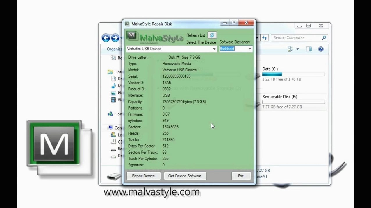 Hướng dẫn chi tiết sử dụng phần mềm sửa lỗi USB không cho format hiệu quả nhất 6 Giao diện chính của phần mềm sửa lỗi USB Malvastyle USB Repair đang quét thiết bị