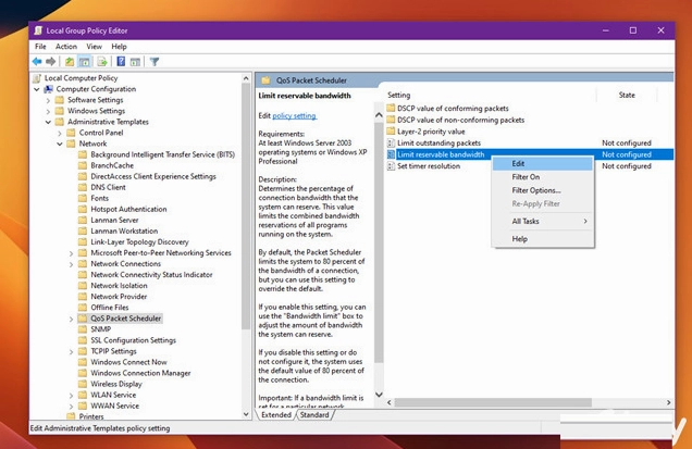 Giao diện công cụ quản lý chính sách nhóm Group Policy Editor trên hệ điều hành Windows