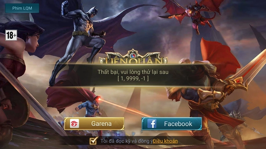 Giao diện đăng nhập Liên Quân Mobile thông qua tài khoản Facebook