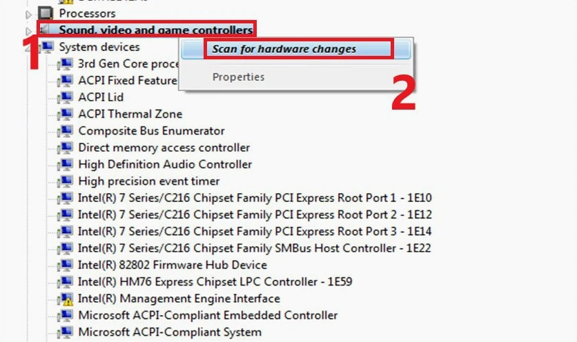 Hướng dẫn chi tiết cách mở tai nghe trên laptop đơn giản và khắc phục lỗi không nhận thiết bị 7 Giao diện Device Manager hướng dẫn cách cài đặt lại driver âm thanh trên Windows