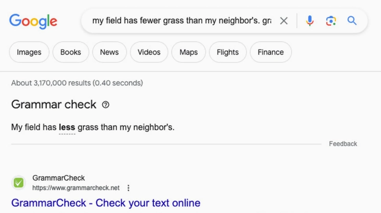 Giao diện hiển thị tính năng Google sửa lỗi ngữ pháp tiếng Anh với các gợi ý gạch chân