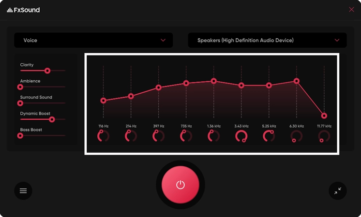 Giao diện phần mềm FXSound giúp tăng cường chất lượng âm thanh máy tính