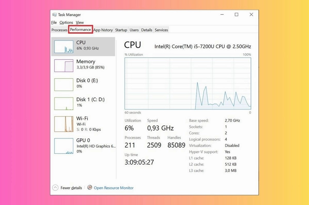 Giao diện phần mềm kiểm tra cấu hình chi tiết của hệ điều hành Windows