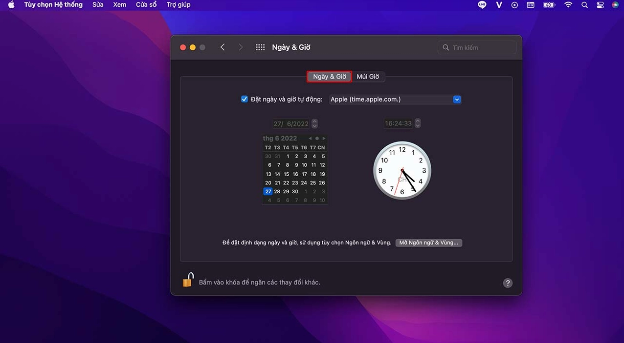 Hướng dẫn chi tiết cách sửa lỗi không thể đăng nhập App Store hiệu quả 4 Giao diện thiết lập tự động cập nhật ngày và giờ trên hệ điều hành macOS
