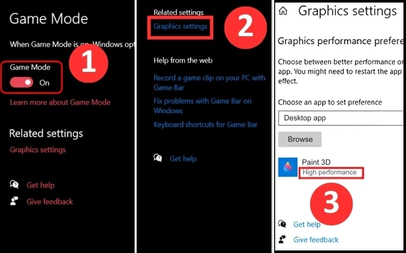 Giao diện tùy chỉnh Graphics Settings để thiết lập quyền ưu tiên cho từng ứng dụng cụ thể
