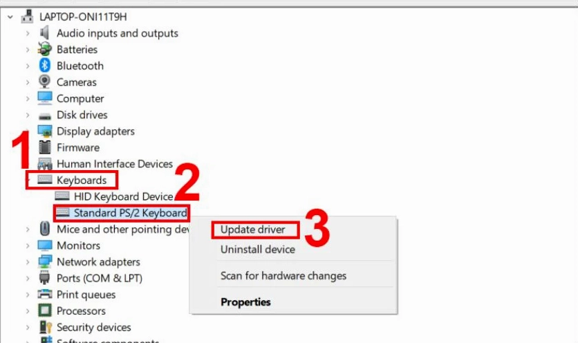 Hướng dẫn chi tiết cách mở khóa bàn phím số trên laptop asus hiệu quả 5 Gỡ bỏ driver bàn phím cũ trong Device Manager để cài đặt lại bản mới