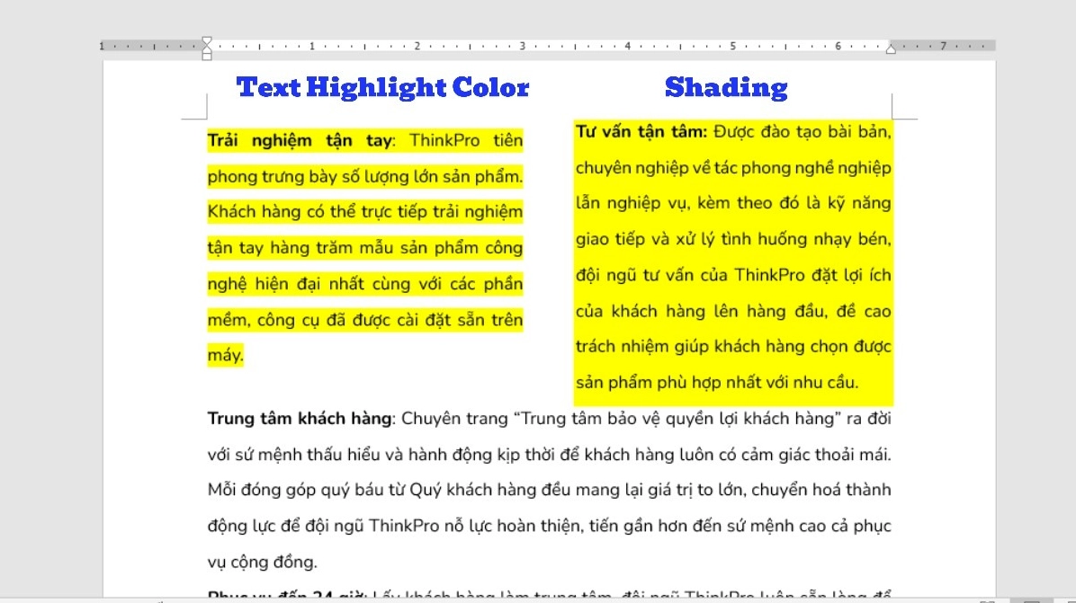 Hai tính năng thường gây ra tình trạng chữ có nền trong phần mềm Word là Shading và Text Highlight Color
