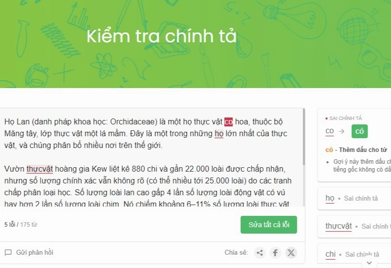 Hướng dẫn chi tiết các phương pháp sửa lỗi chính tả online chuẩn xác nhất 5 Hệ thống Cốc Cốc hiển thị danh sách các từ sai và đưa ra gợi ý sửa đổi chính xác