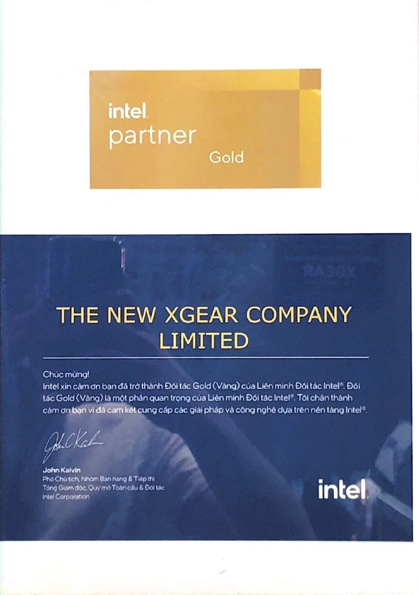 Hình ảnh logo chứng chỉ công nghệ Intel minh họa cho sức mạnh xử lý