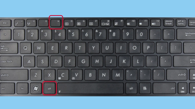 Hướng dẫn cách shutdown laptop bằng bàn phím nhanh chóng và an toàn nhất 3 Hình ảnh minh họa vị trí hai phím Alt và F4 trên bàn phím máy tính thông thường
