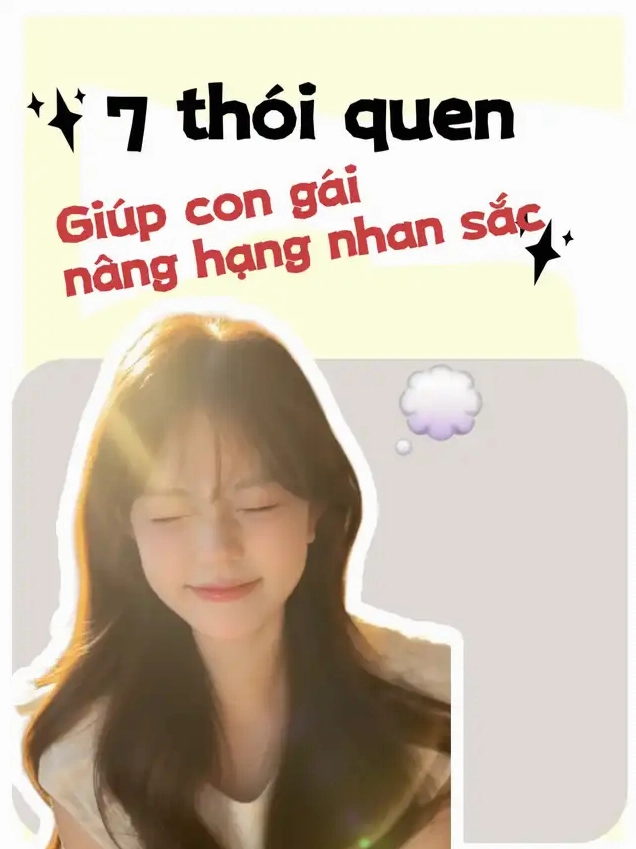 Bộ sưu tập 30+ ảnh các em gái xinh tươi quyến rũ hút hồn 14 Hình ảnh một cô gái trẻ tóc dài mắt nhắm mỉm cười nhẹ nhàng với tiêu đề 7 thói quen Giúp con gái nâng hạng nhan sắc trên nền vàng nhạt