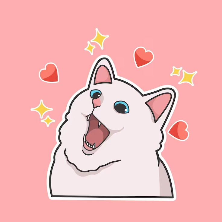Hình minh họa vector meme chú mèo vui vẻ đáng yêu