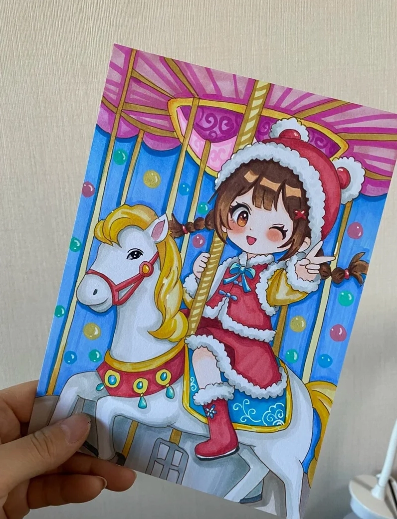 Hình vẽ cô gái anime với mái tóc buộc hai bên dễ thương