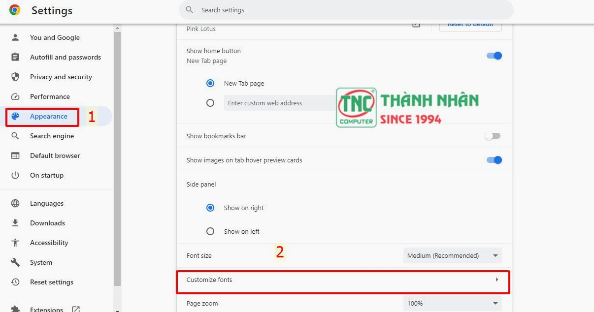 Hướng dẫn cách thiết lập và cài đặt lại phông chữ hiển thị cho trình duyệt Google Chrome