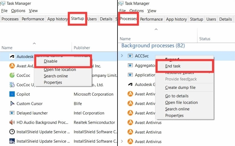 Màn hình Task Manager hiển thị danh sách các ứng dụng đang được phép khởi động cùng hệ thống