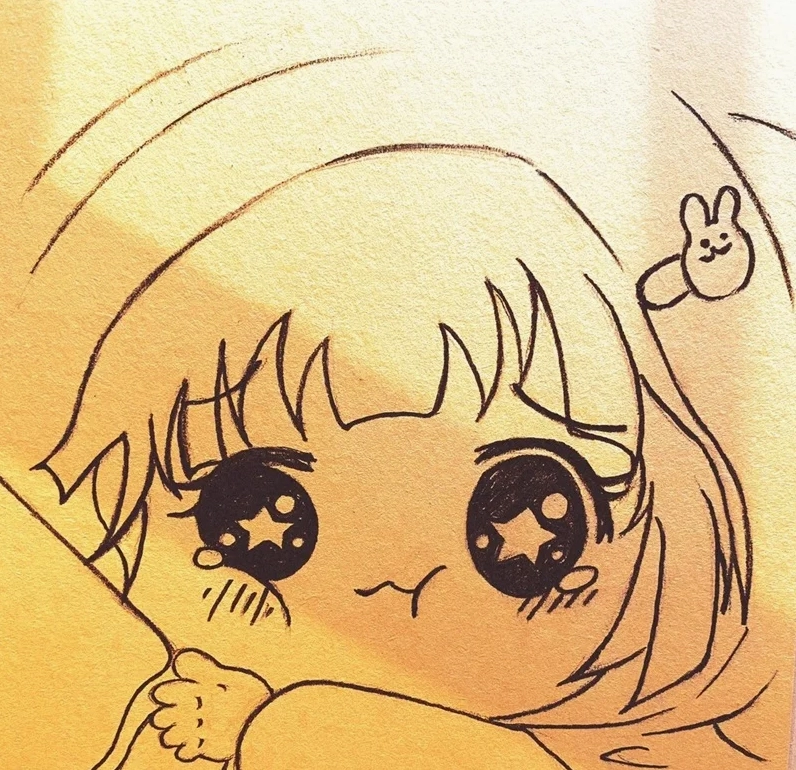 Mẫu vẽ chibi nữ với biểu cảm nụ cười tỏa nắng