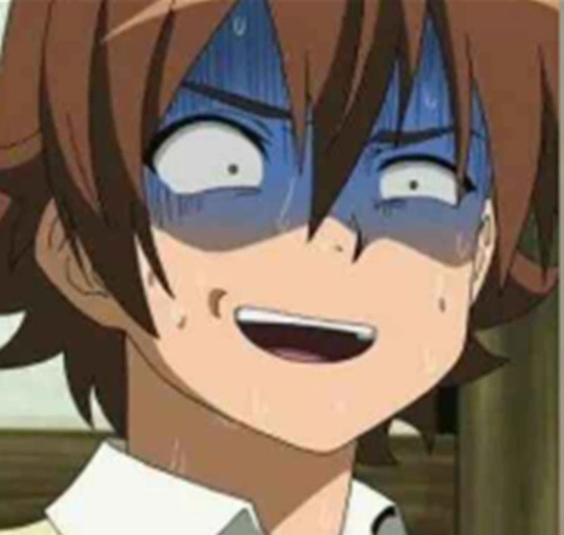 Meme anime với khuôn mặt thất thần