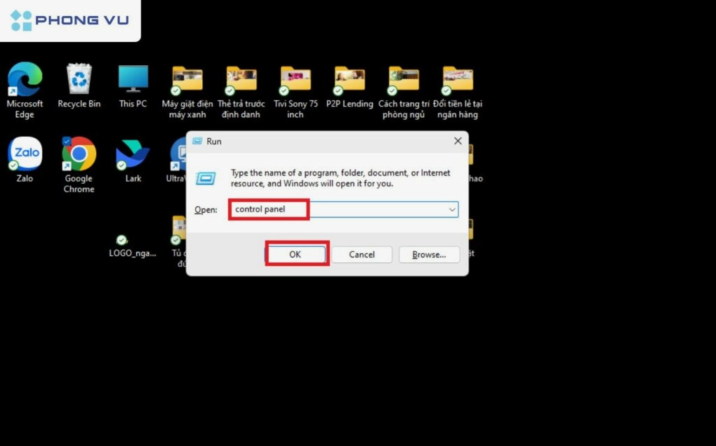 Mở hộp thoại bằng Windows + R