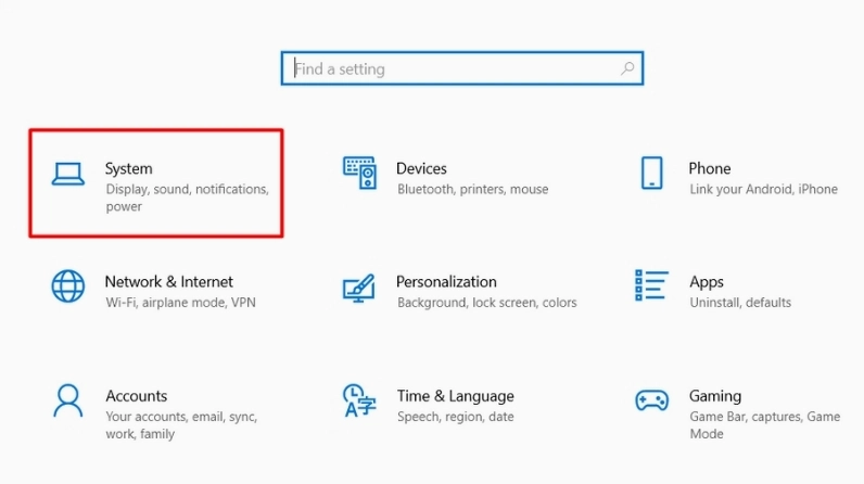 Hướng dẫn cách tắt màn hình laptop lenovo chuẩn xác và an toàn 2 Mở mục cài đặt Windows và tiến hành chọn mục System